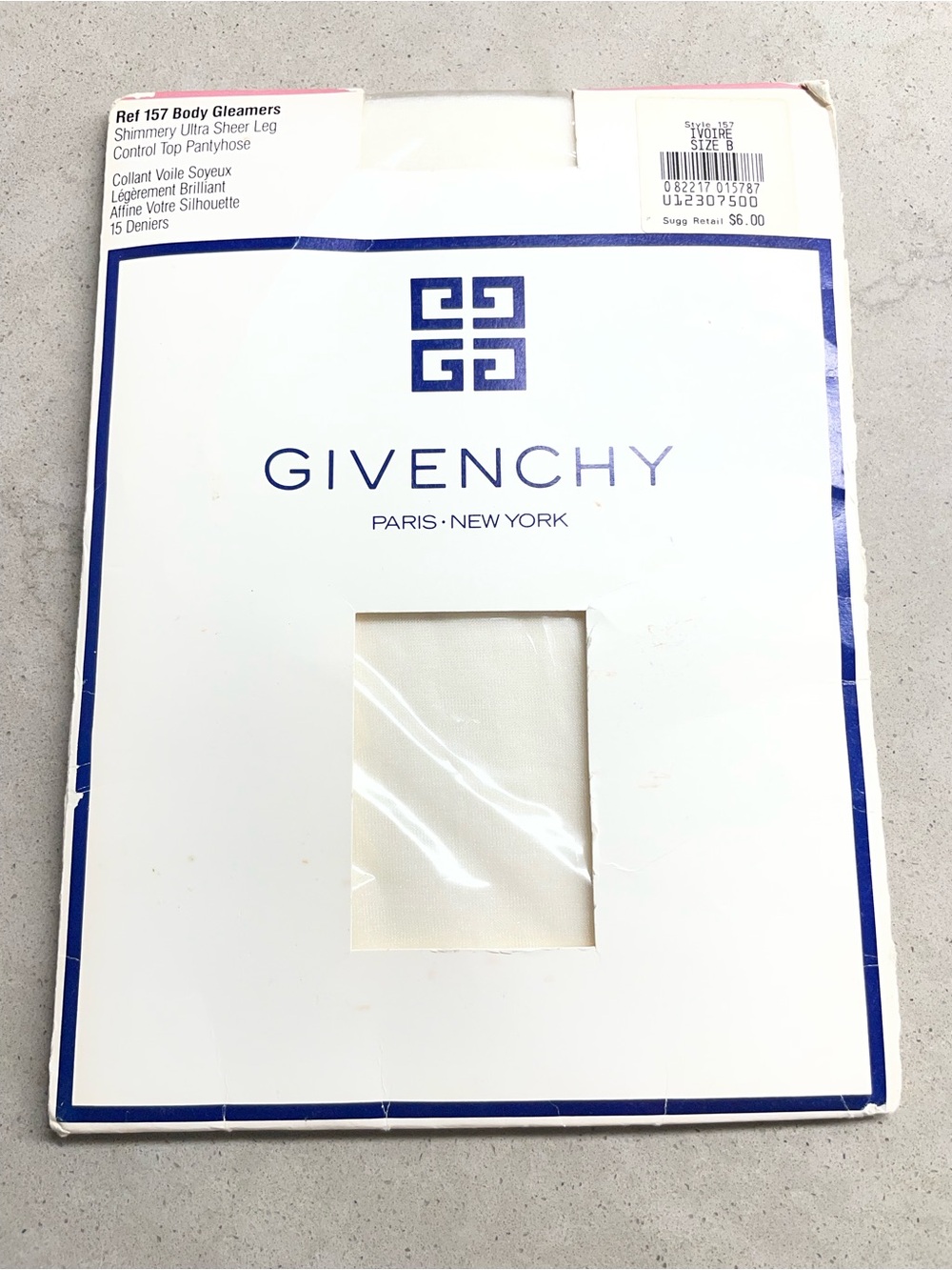 Givenchy Ultra Sheer Control Top Pantyhose Ivory Size B Sandal Toe Vintage New